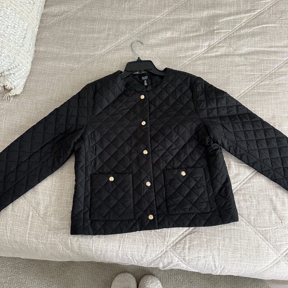 Jones New York Black Quilted Puffer Jacket